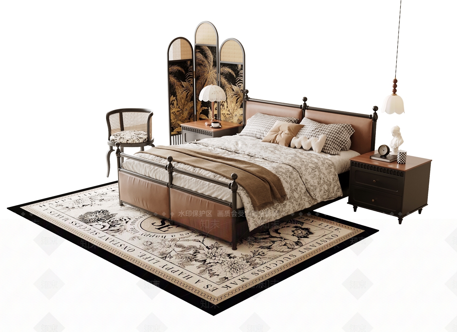 法式中古双人床3D模型下载【ID:1203414314】