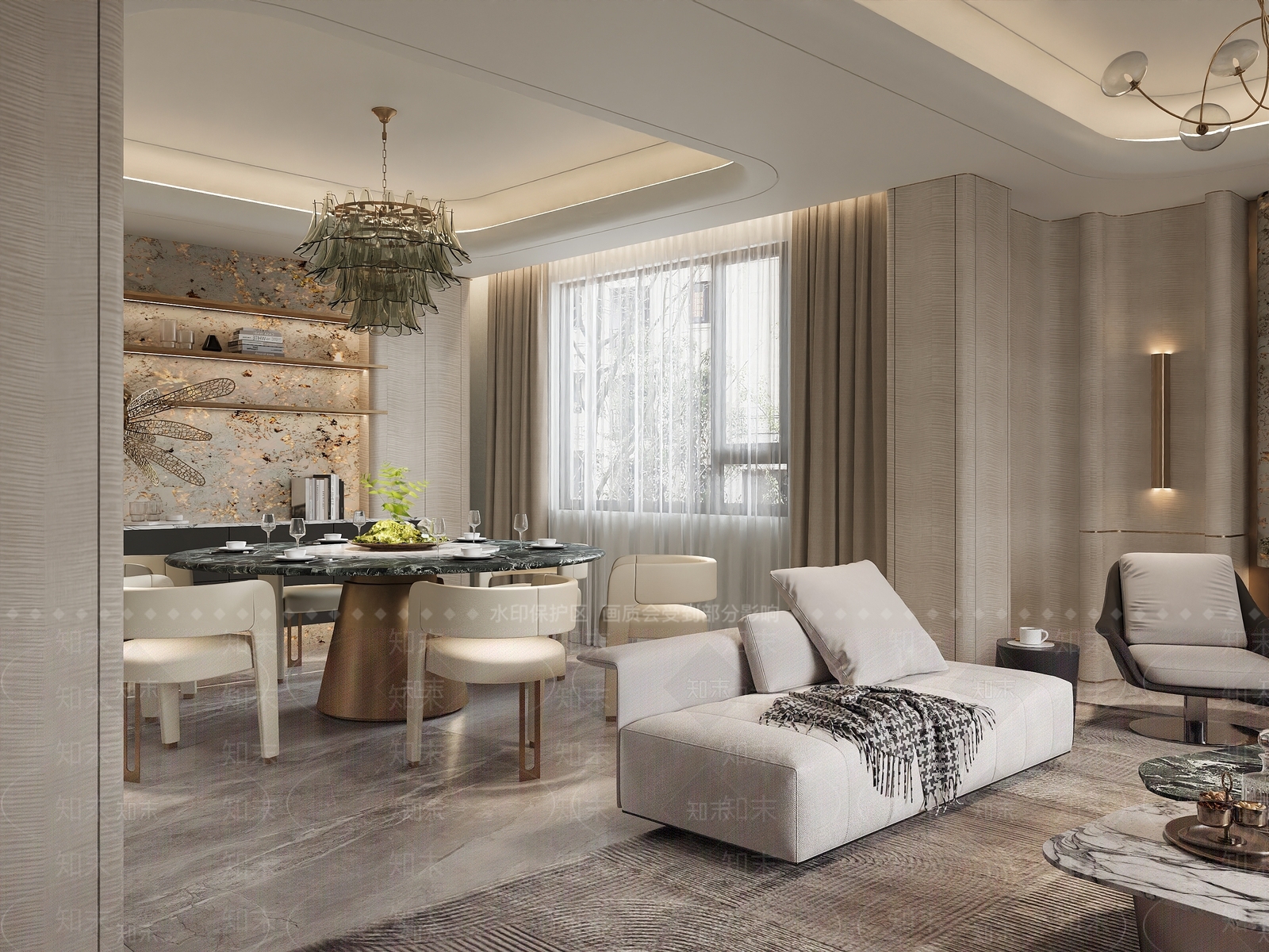 现代别墅餐厅3D模型下载【ID:1203416961】