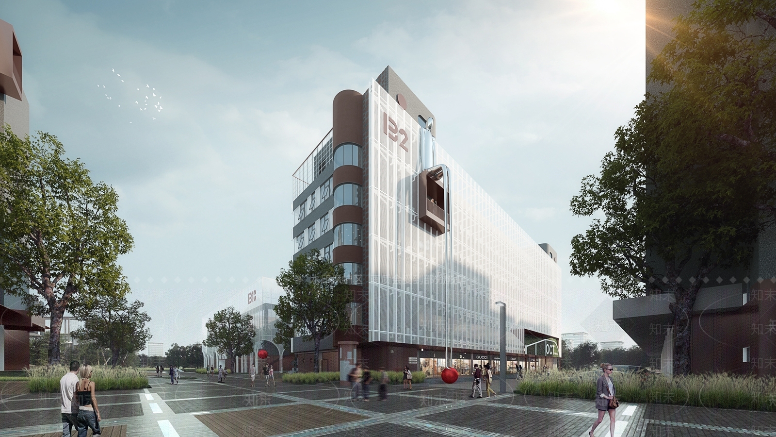 现代新中式产业园办公楼SU模型下载【ID:1203417511】