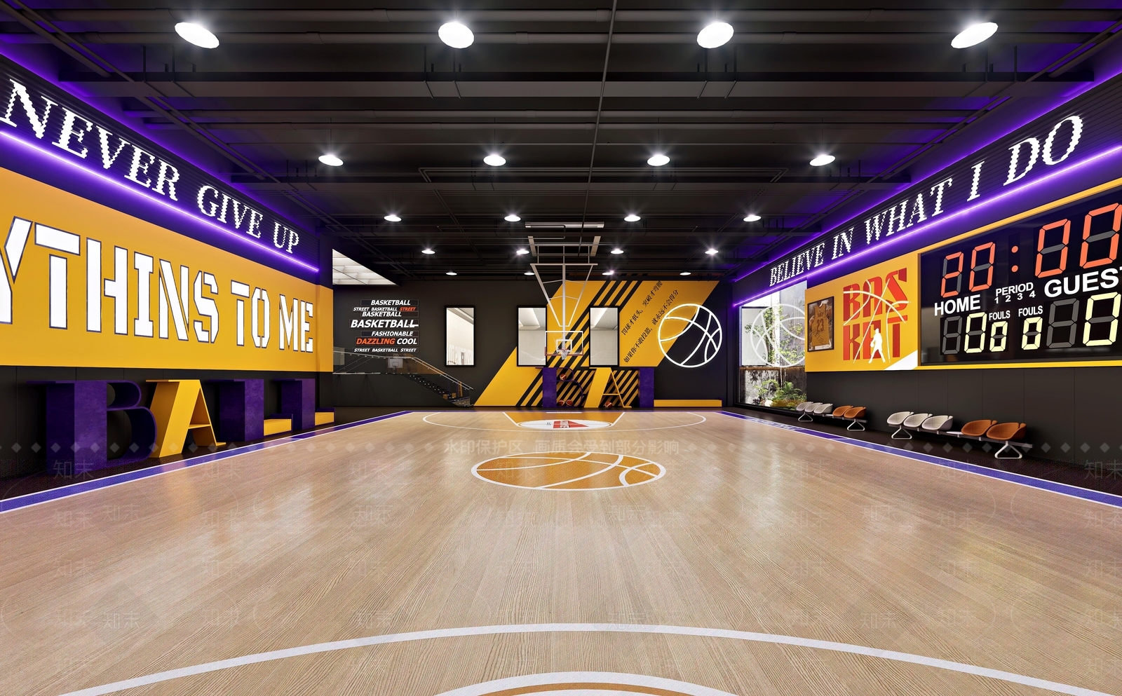 现代篮球场SU模型下载【ID:1203420351】