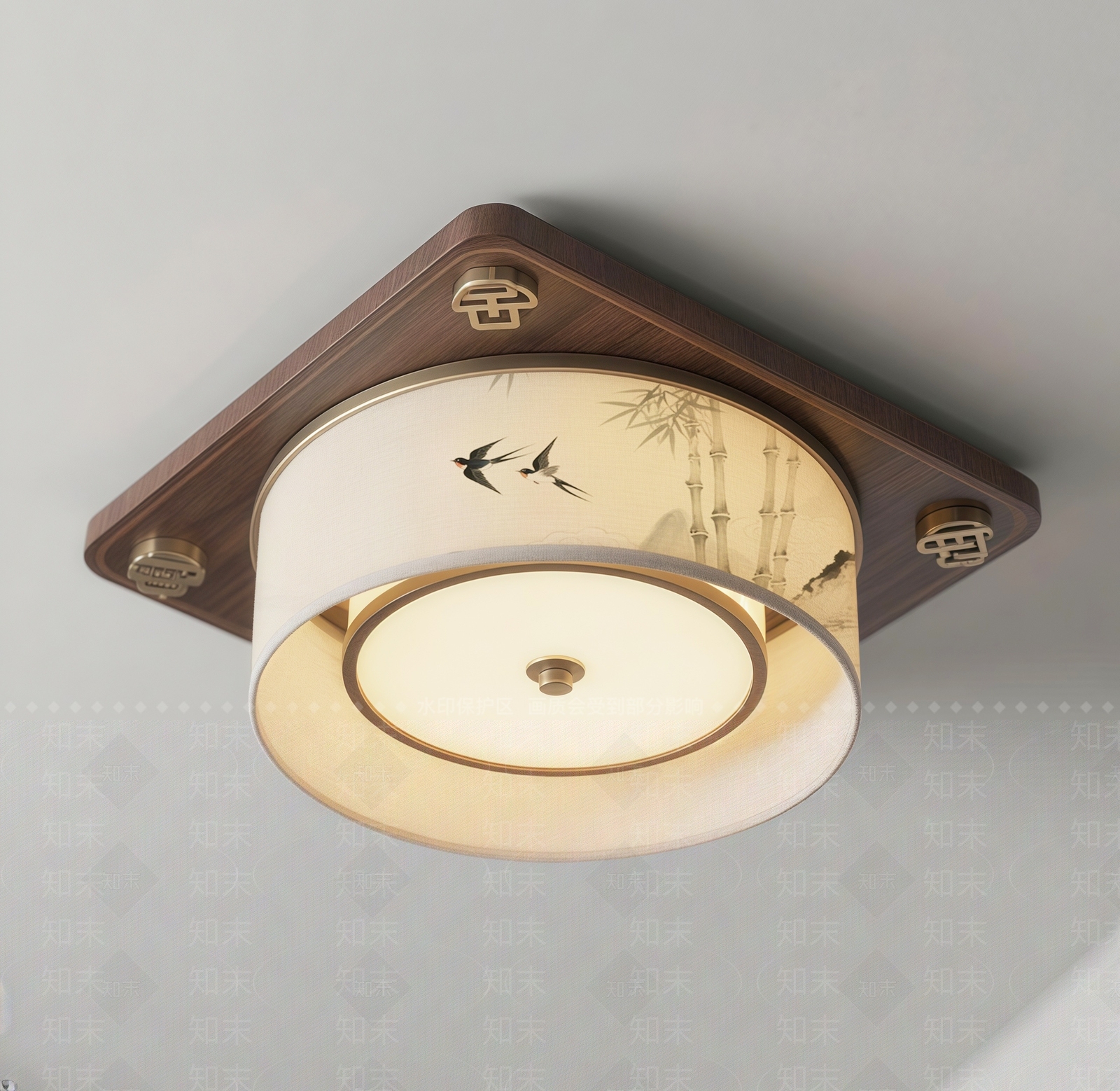 新中式中式吸顶灯3D模型下载【ID:1203421510】