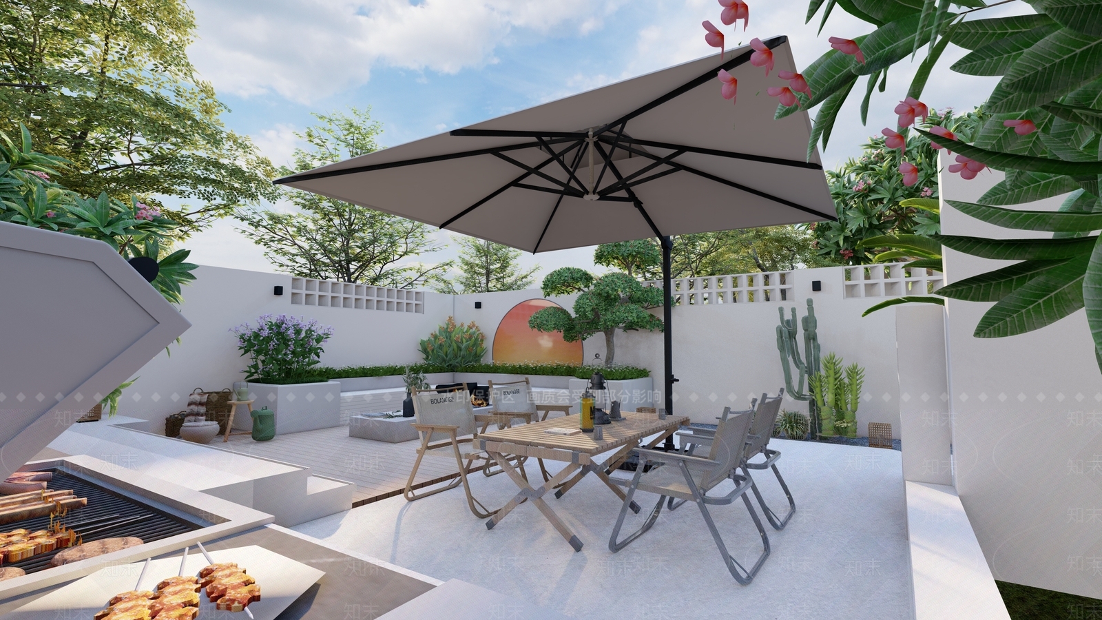 现代工业屋顶花园SU模型下载【ID:1203421514】