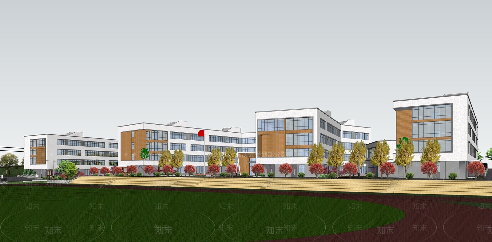 现代新中式学校建筑SU模型下载【ID:1203422761】