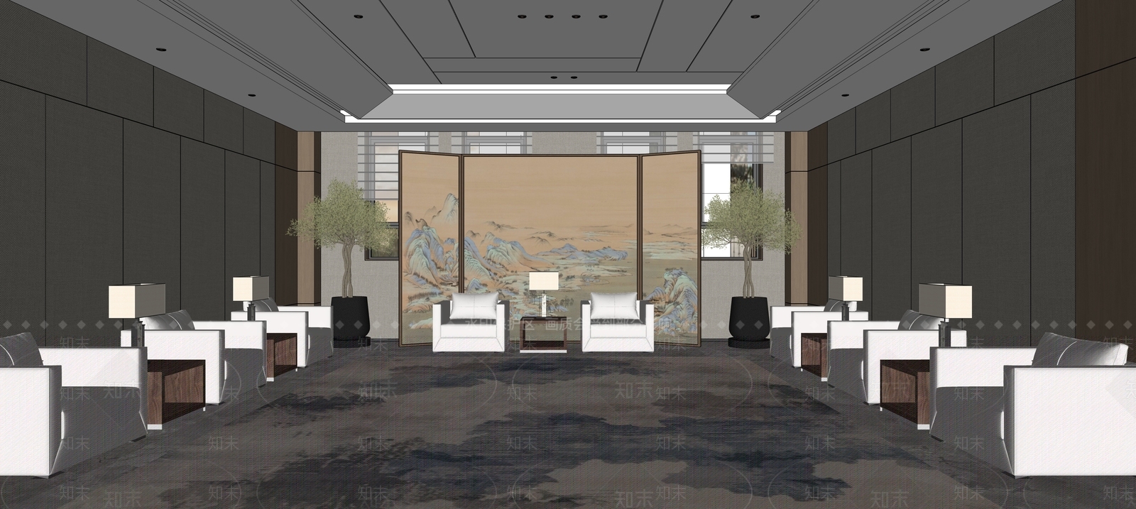 新中式会议室SU模型下载【ID:1203423480】