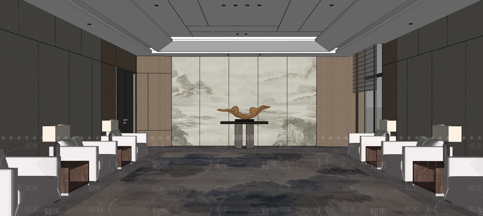 新中式会议室SU模型下载【ID:1203423480】