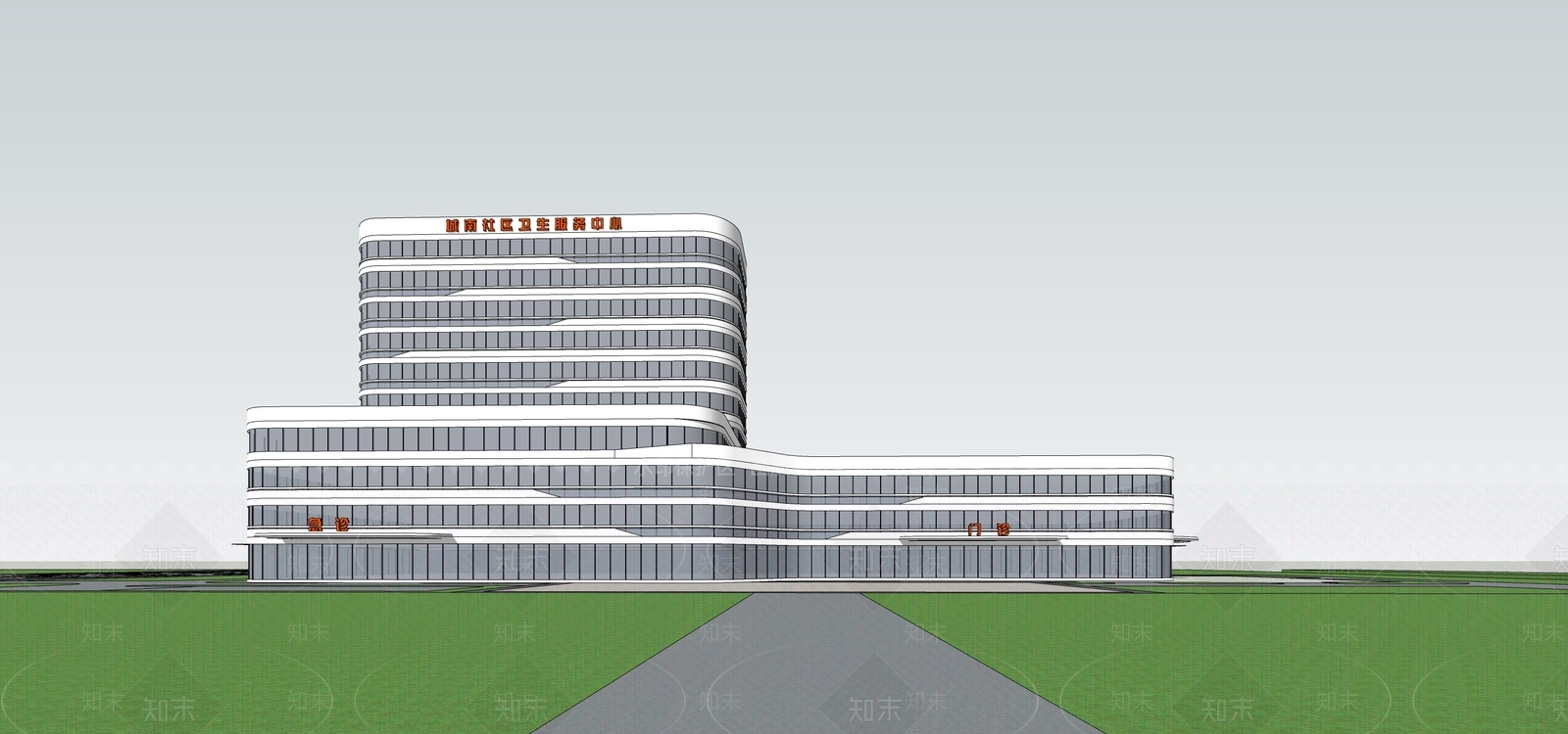 现代医院建筑SU模型下载【ID:1203423407】