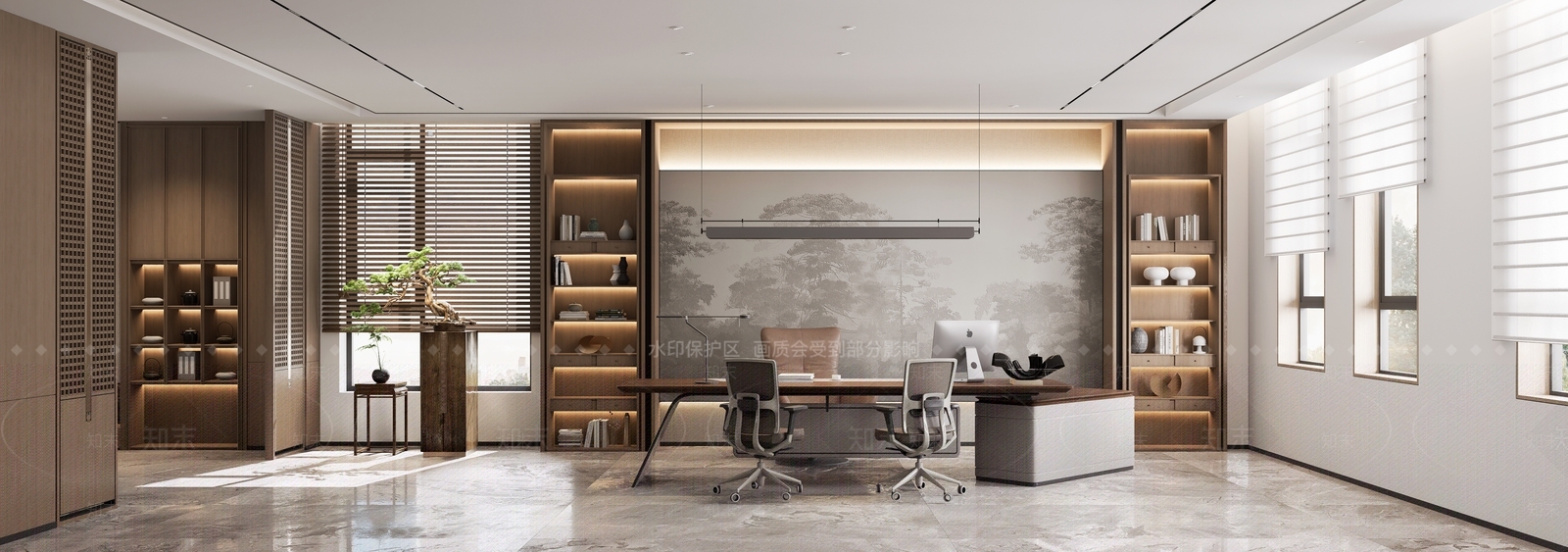 新中式办公室SU模型下载【ID:1203423825】