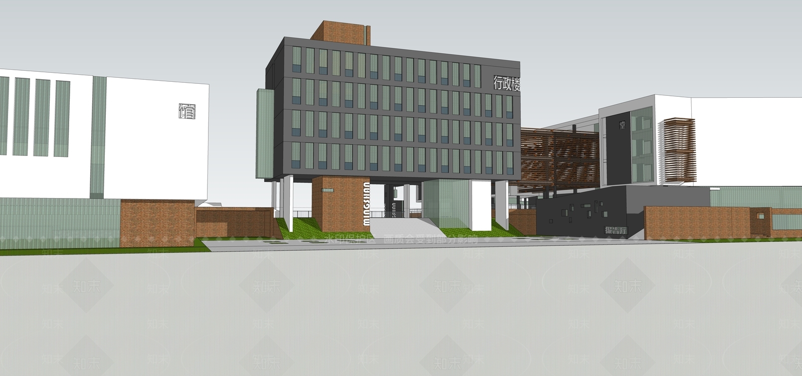 新中式小学SU模型下载【ID:1203423913】