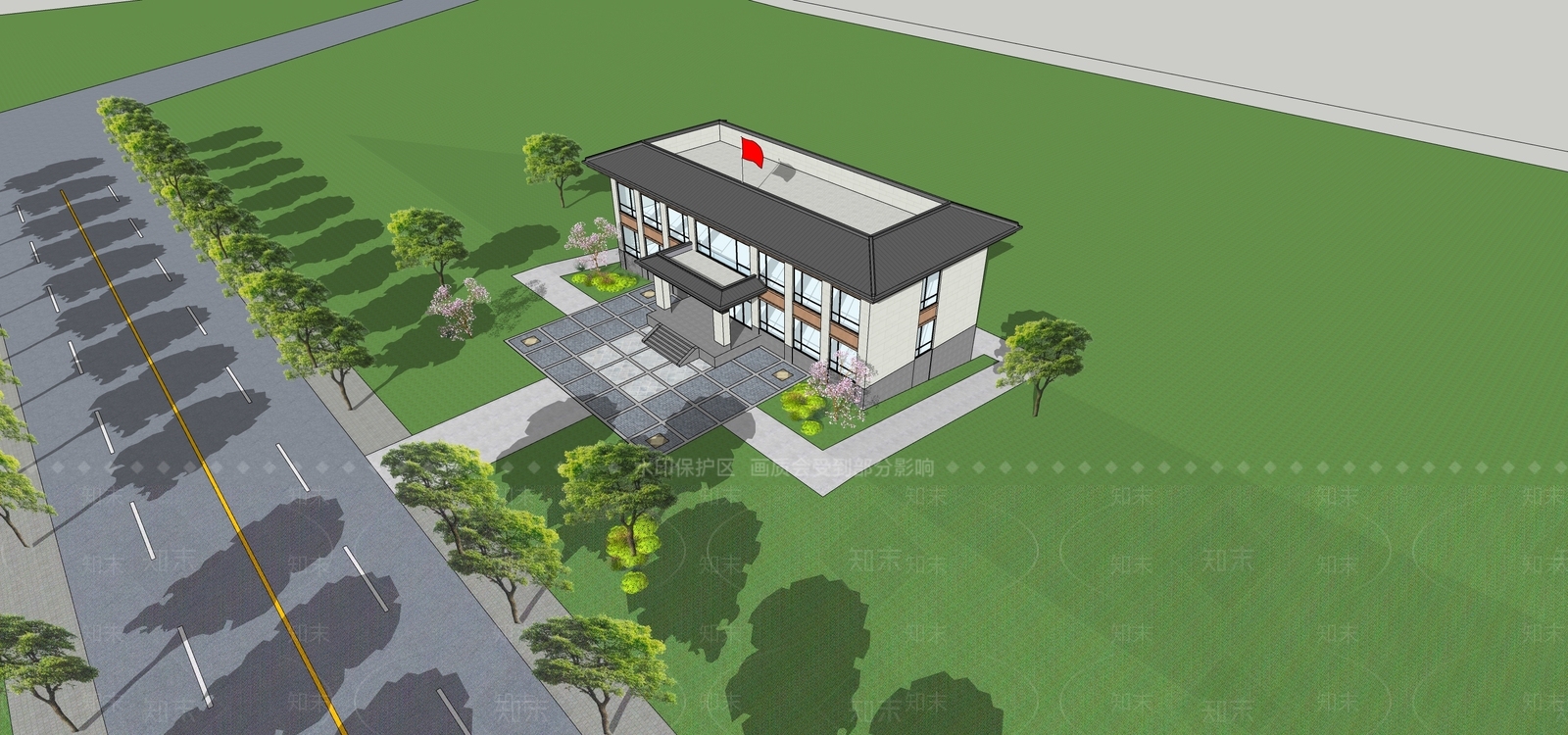 中式复古小公建SU模型下载【ID:1203424046】