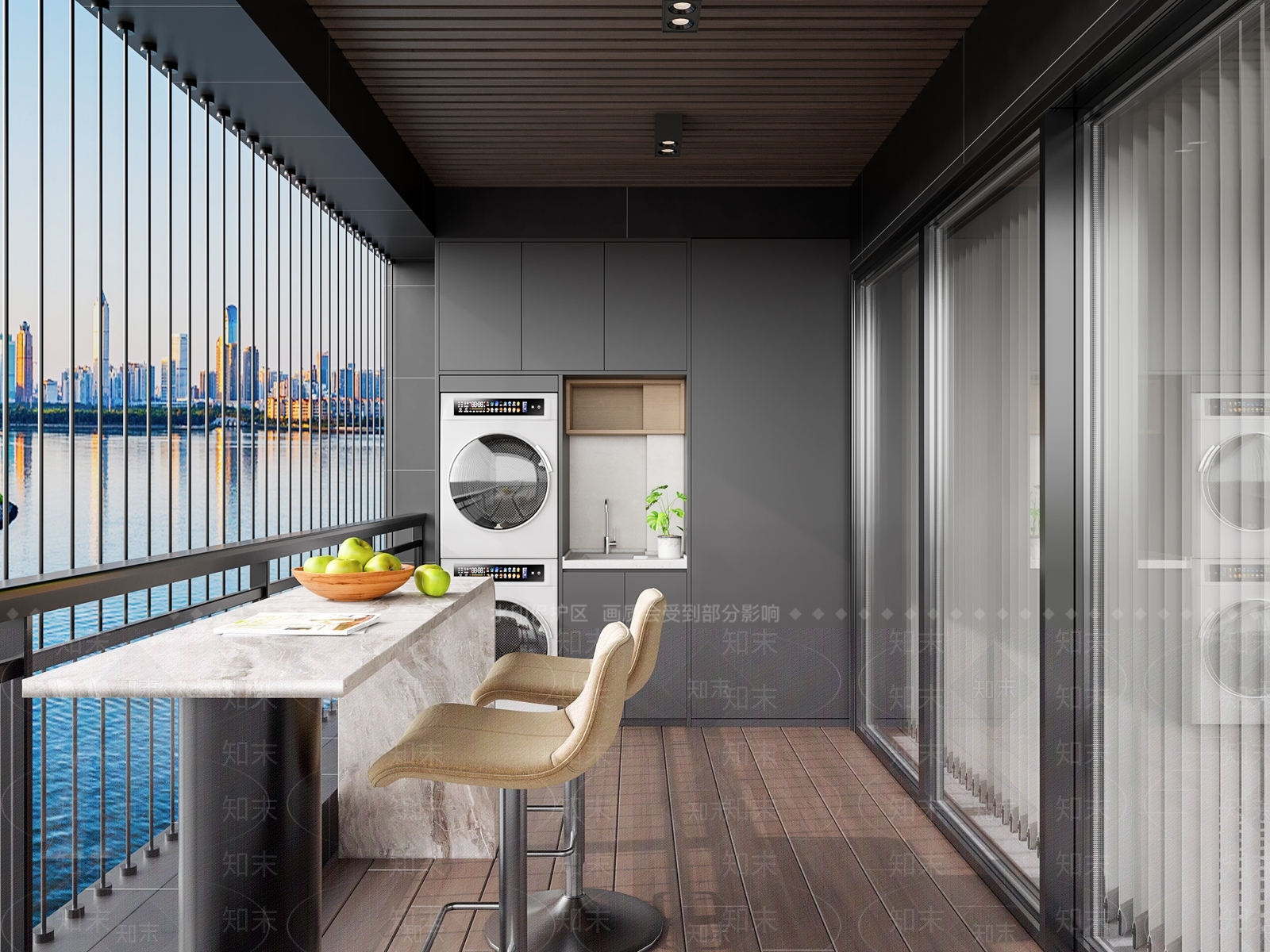 现代法式阳台3D模型下载【ID:1203613815】