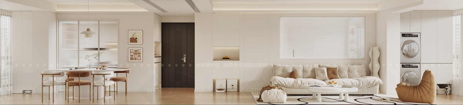 奶油原木客餐厅3D模型下载【ID:1203426211】