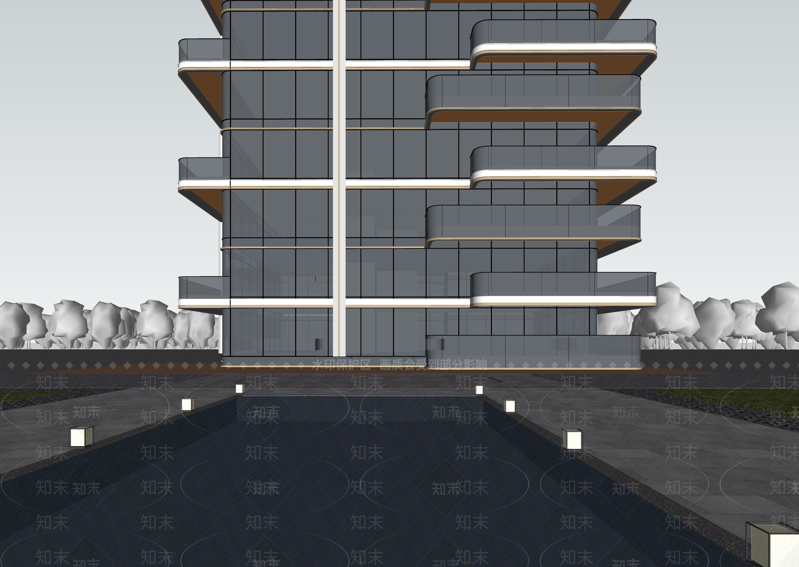 现代小区建筑SU模型下载【ID:1203426583】