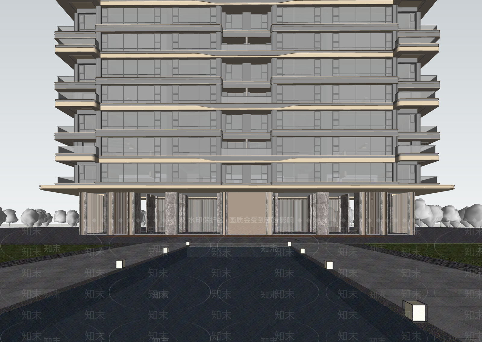 现代小区建筑SU模型下载【ID:1203427071】