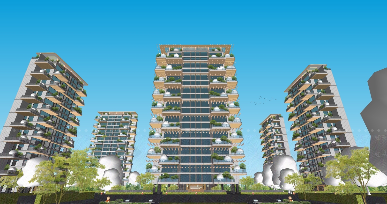 现代轻奢多层住宅SU模型下载【ID:1203426831】