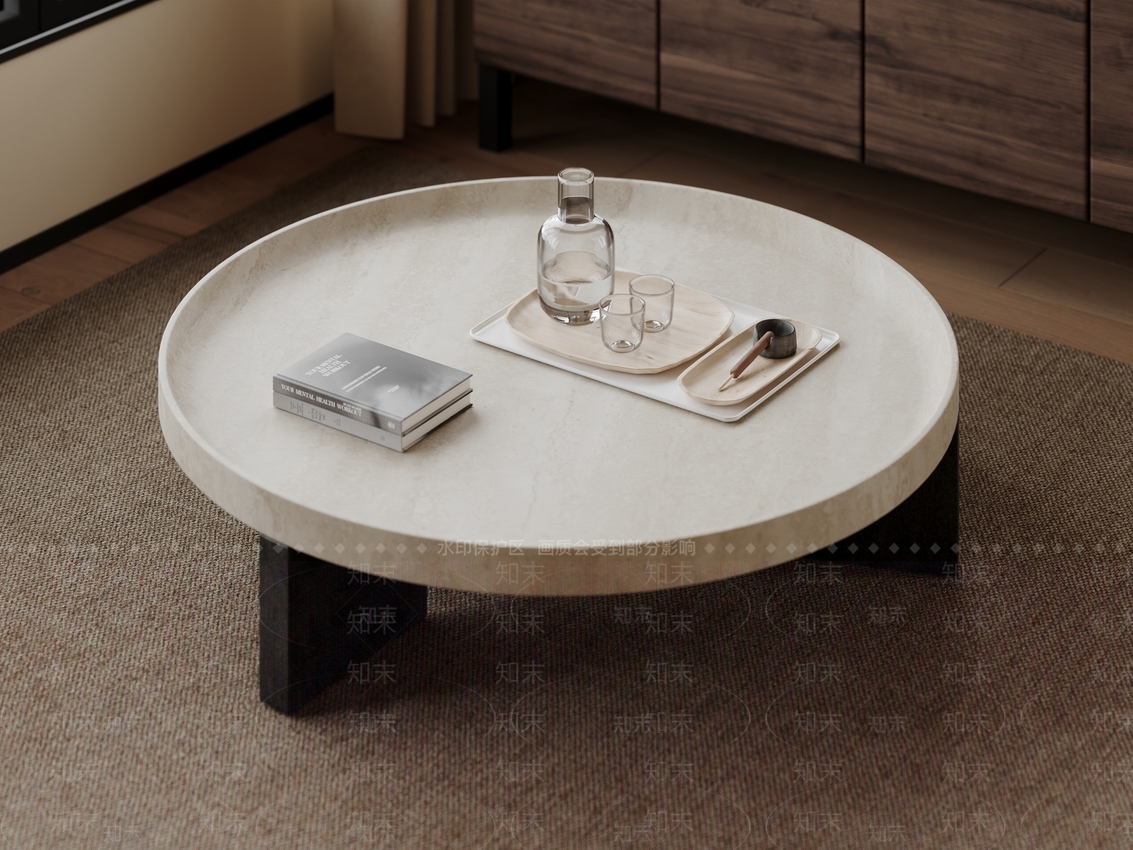 侘寂奶油茶几3D模型下载【ID:1203428327】