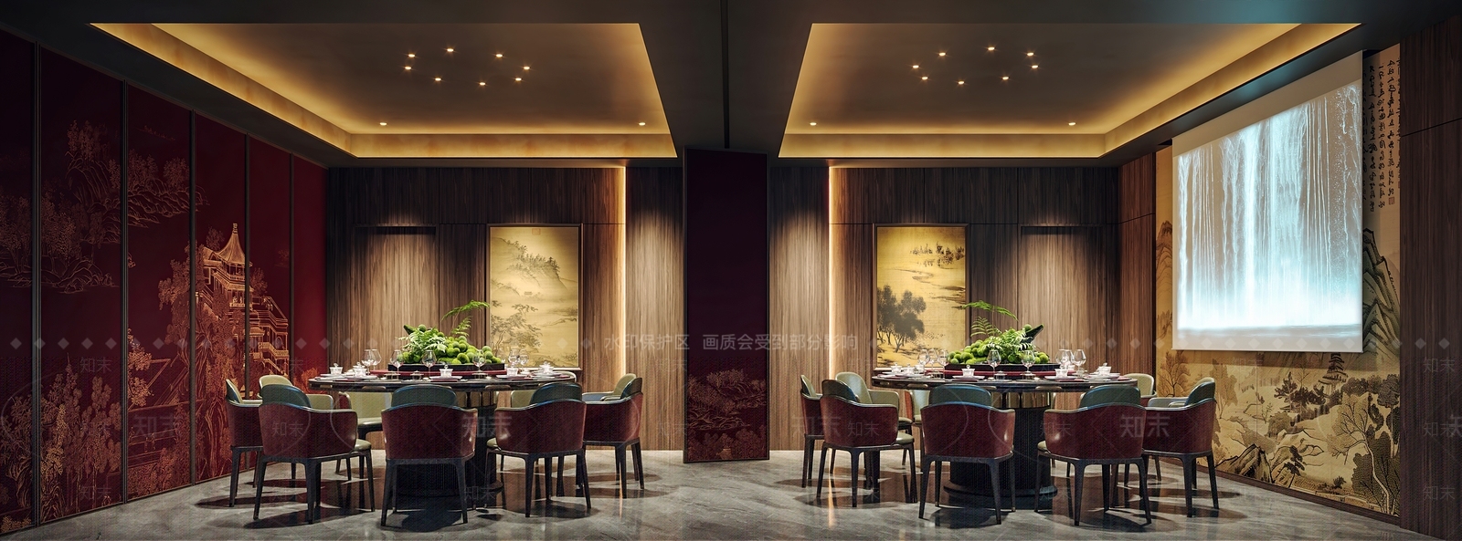新中式中餐厅3D模型下载【ID:1203428471】
