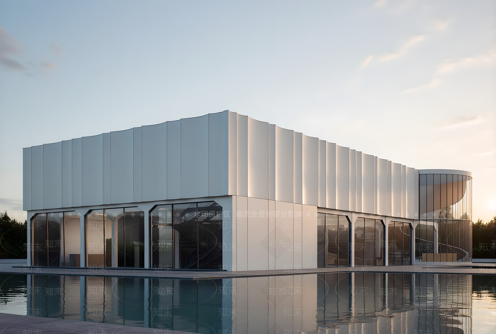 现代图书馆建筑SU模型下载【ID:1203429063】