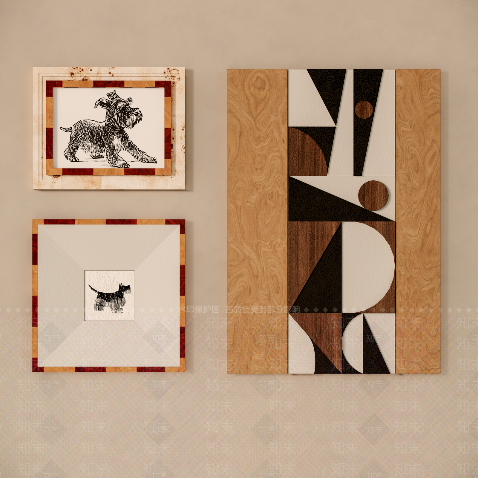 复古中古挂画3D模型下载【ID:1203429595】