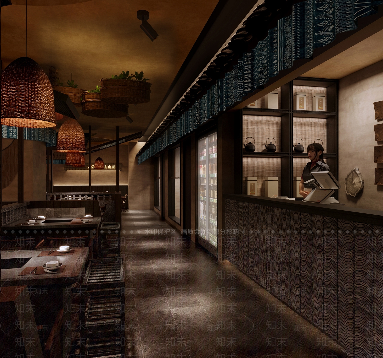 新中式原木火锅店3D模型下载【ID:1203430812】