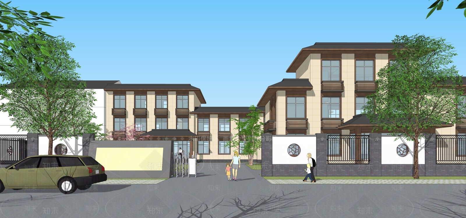 新中式复古小公建SU模型下载【ID:1203430565】