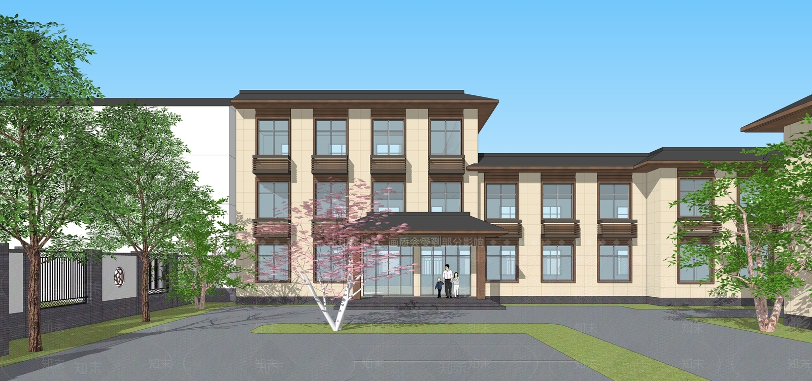 新中式复古小公建SU模型下载【ID:1203430565】