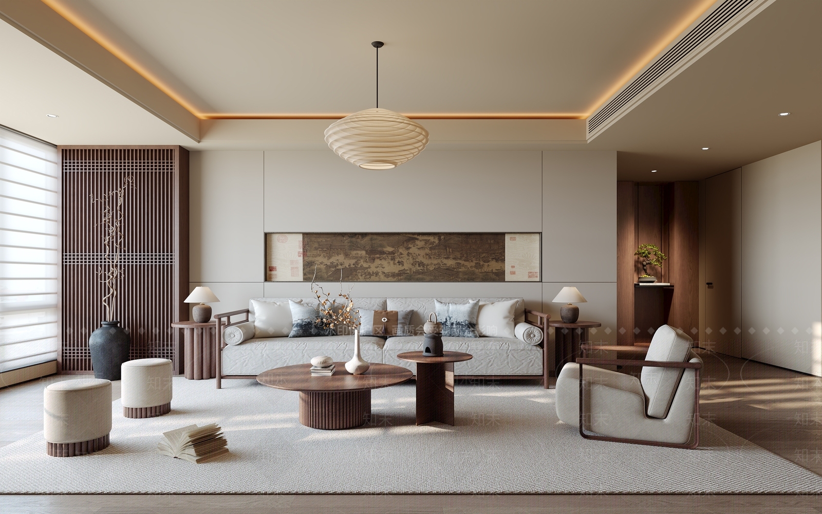 新中式中式家居客厅3D模型下载【ID:1203431766】