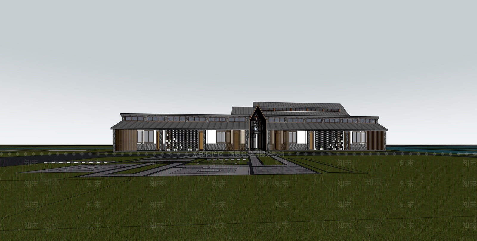 新中式小公建SU模型下载【ID:1203434130】