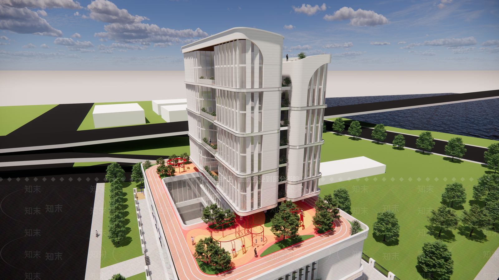 现代酒店建筑SU模型下载【ID:1203435461】