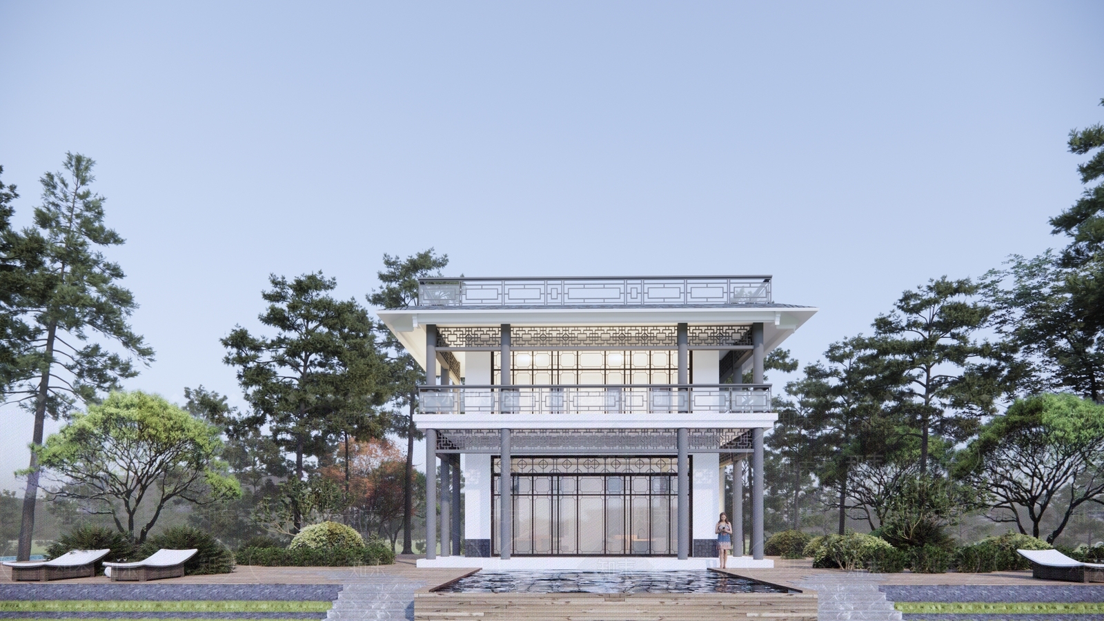 现代民宿建筑SU模型下载【ID:1203435331】