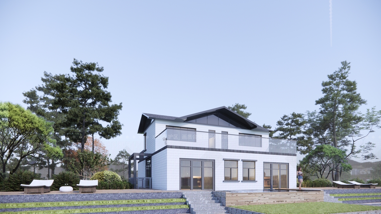 现代民宿建筑SU模型下载【ID:1203436577】