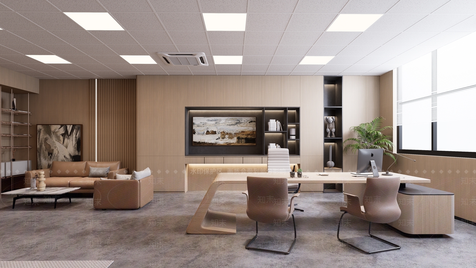 原木现代经理办公室SU模型下载【ID:1203440117】