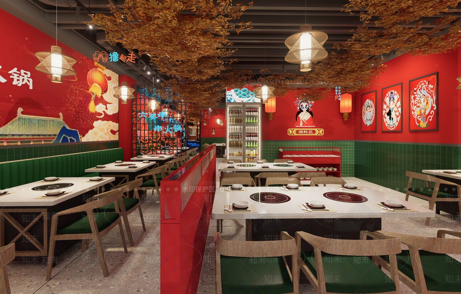 中式新中式火锅店SU模型下载【ID:1203444002】