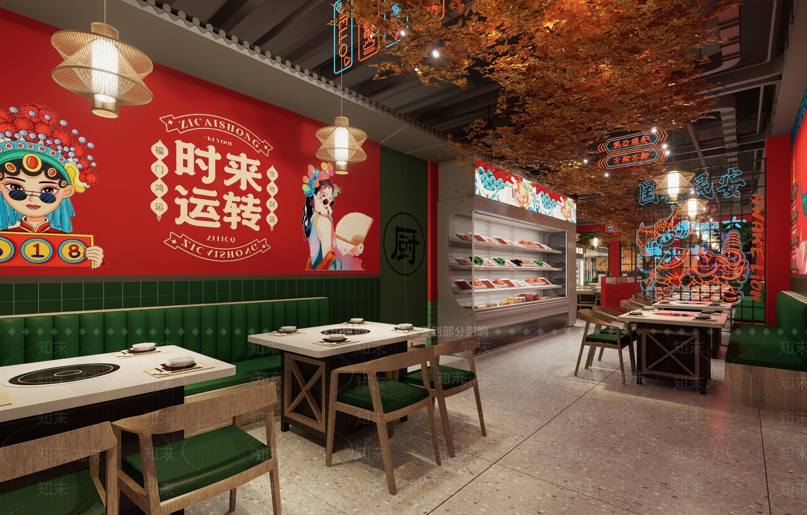 中式新中式火锅店SU模型下载【ID:1203444002】