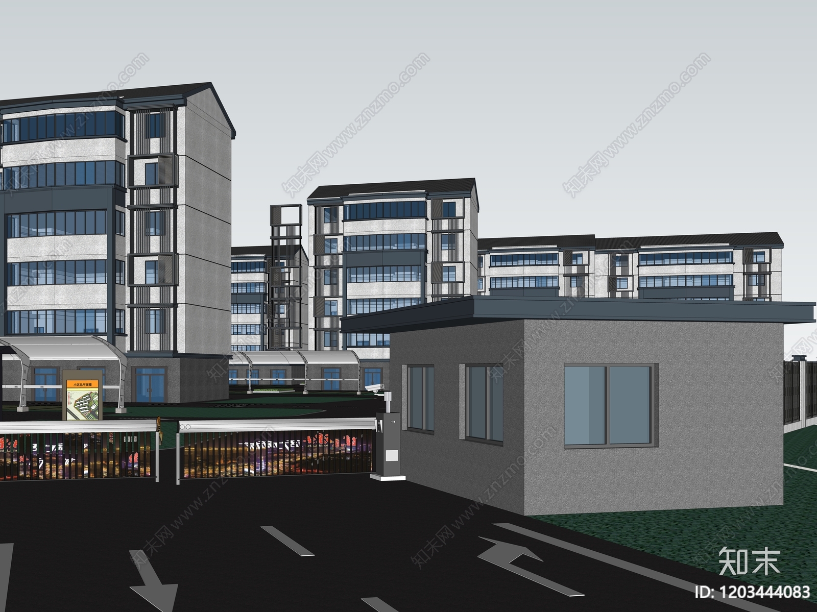 现代门卫室建筑cad施工图下载【ID:1203444083】