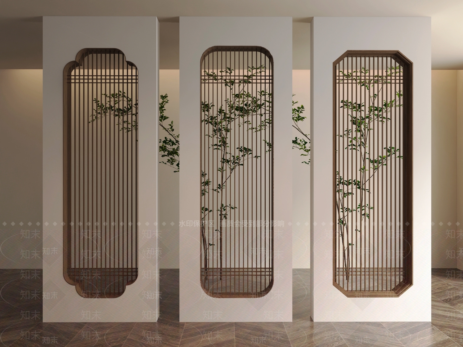 新中式中古隔断3D模型下载【ID:1203736592】