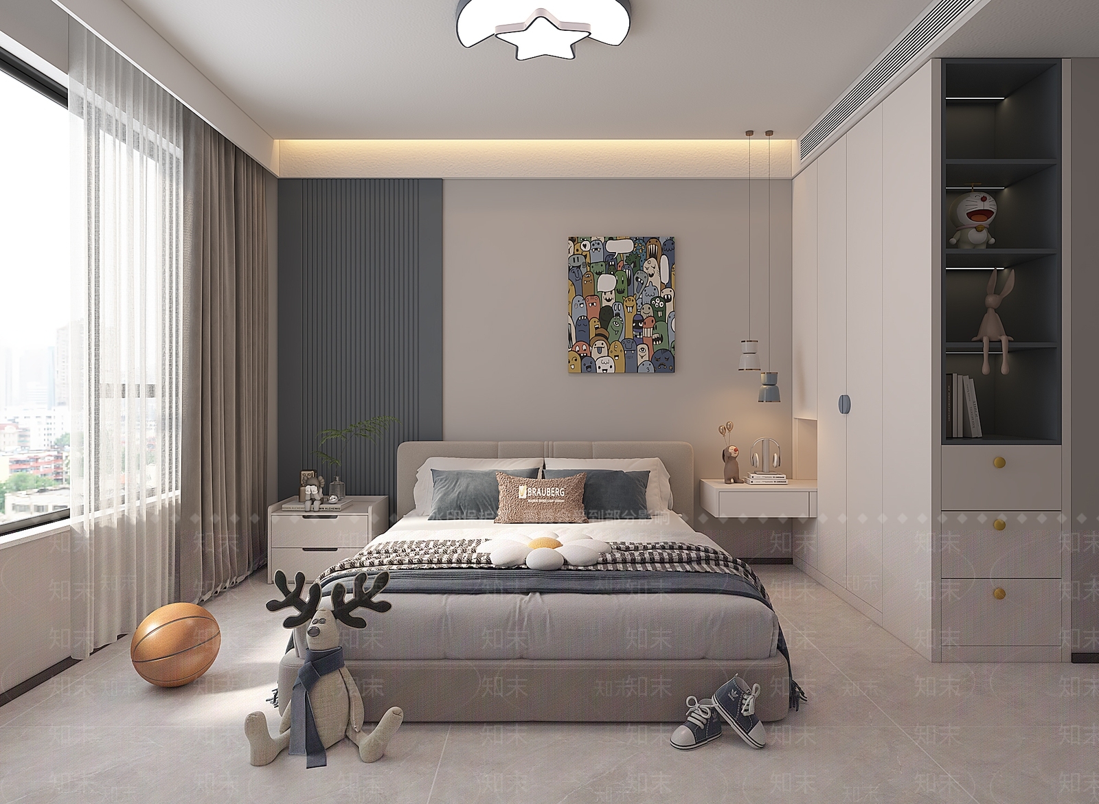 现代轻奢男孩房3D模型下载【ID:1203693485】