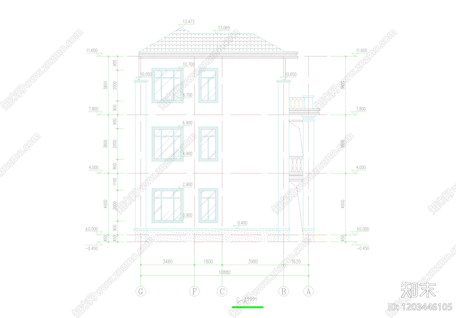 新中式别墅建筑cad施工图下载【ID:1203446105】