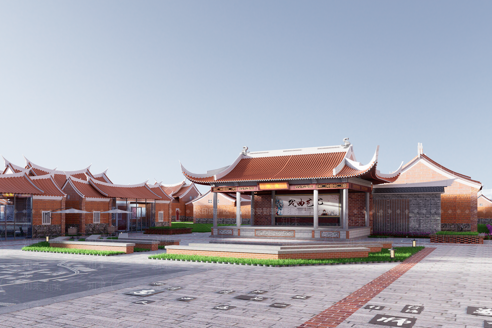 中式商业街SU模型下载【ID:1203447024】