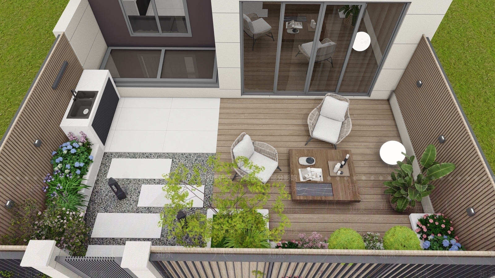 现代别墅庭院SU模型下载【ID:1203447095】