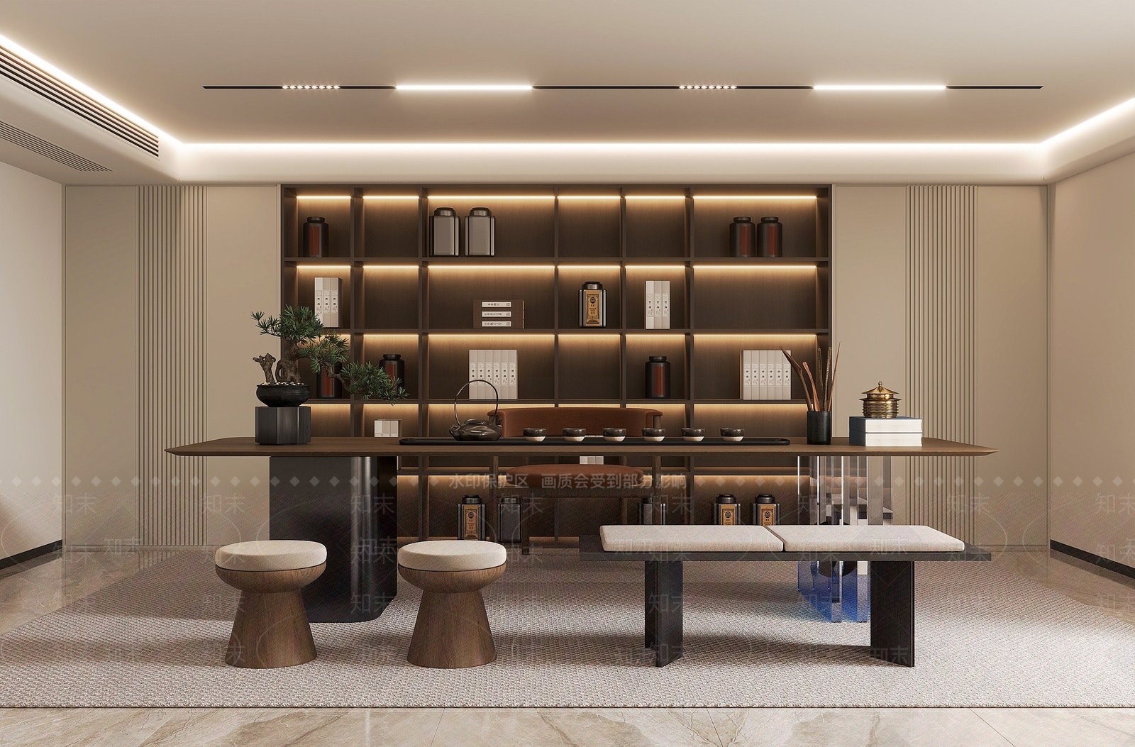 新中式轻奢茶室3D模型下载【ID:1203448237】