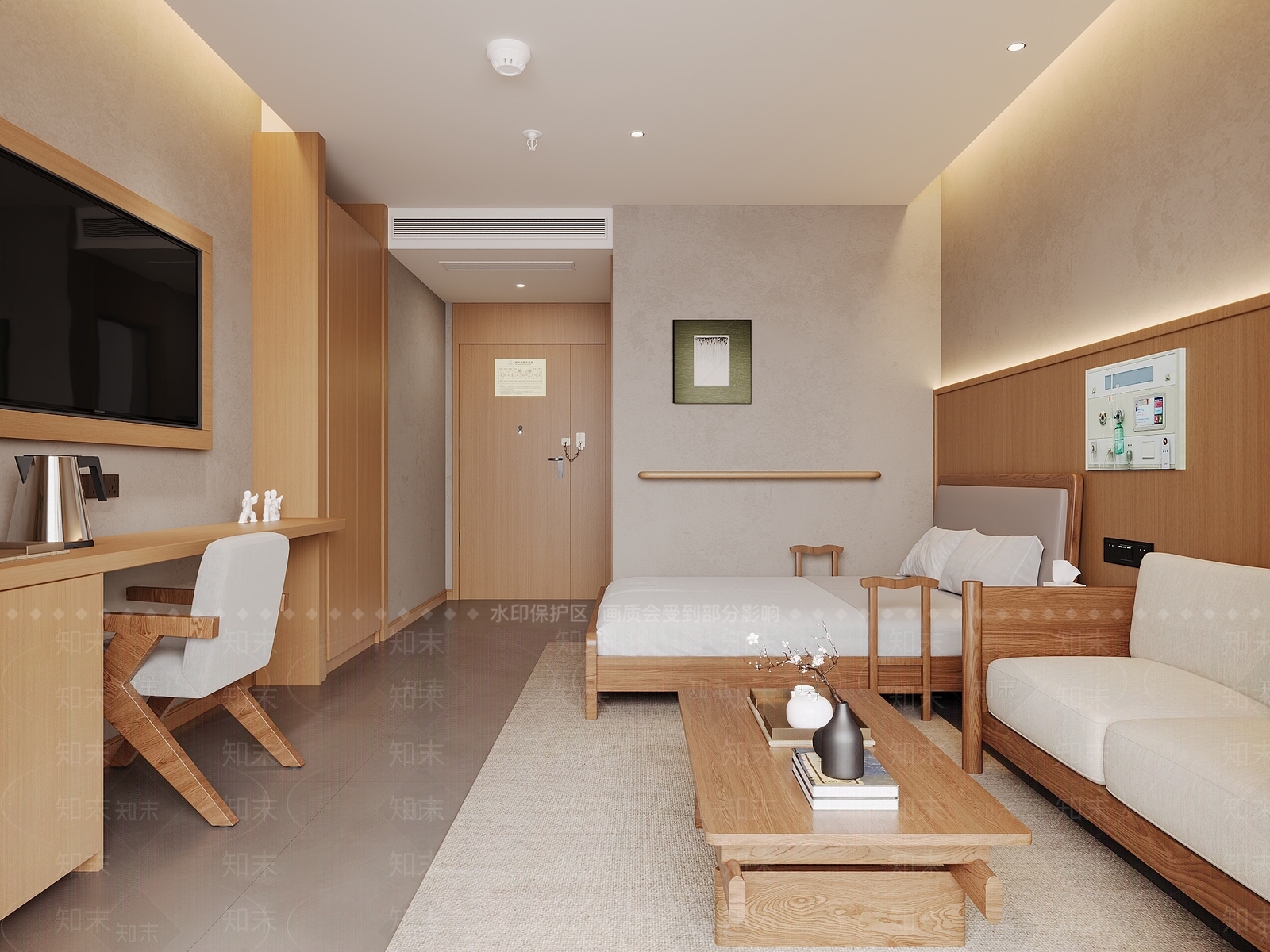 新中式酒店客房3D模型下载【ID:1203448610】