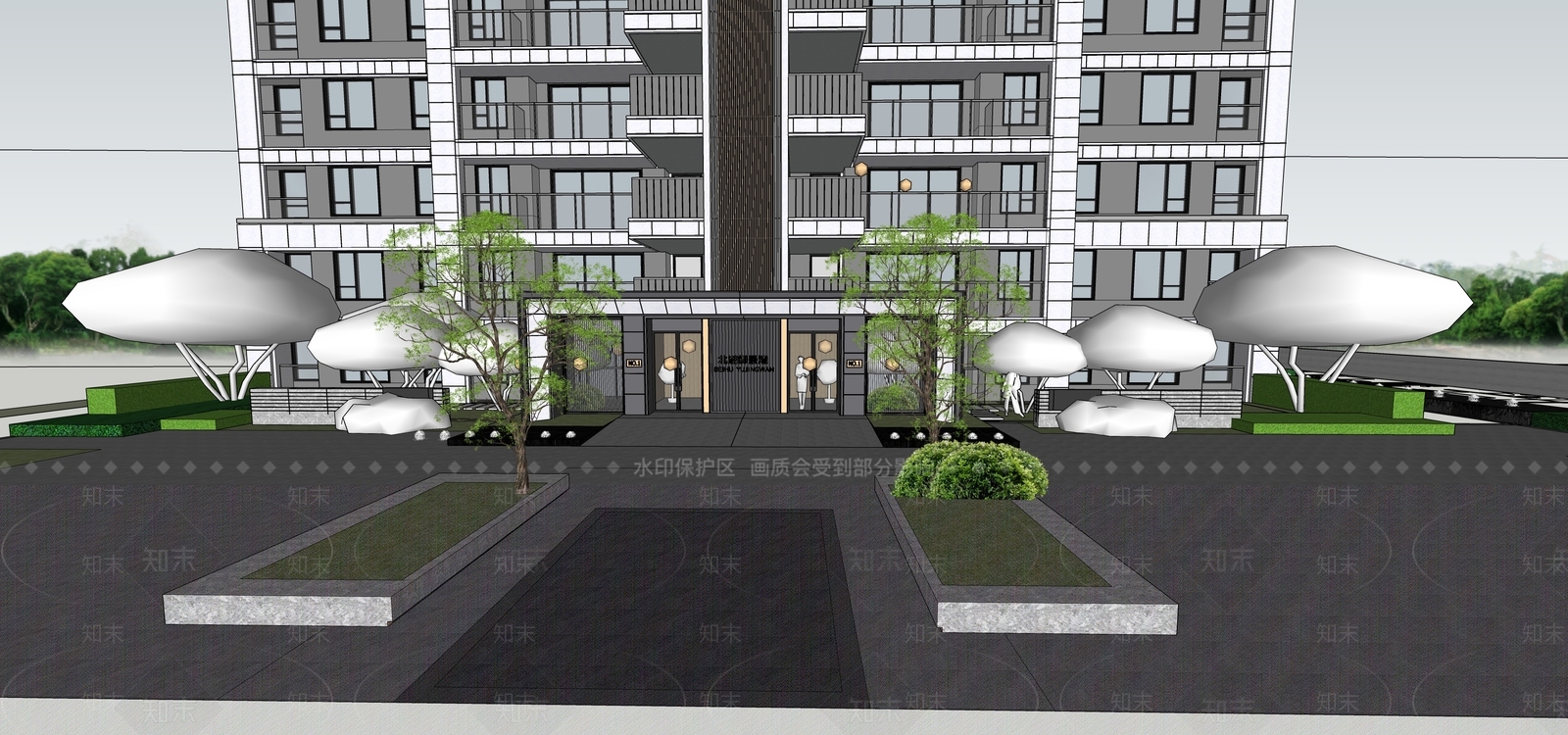 现代多层住宅SU模型下载【ID:1203448859】
