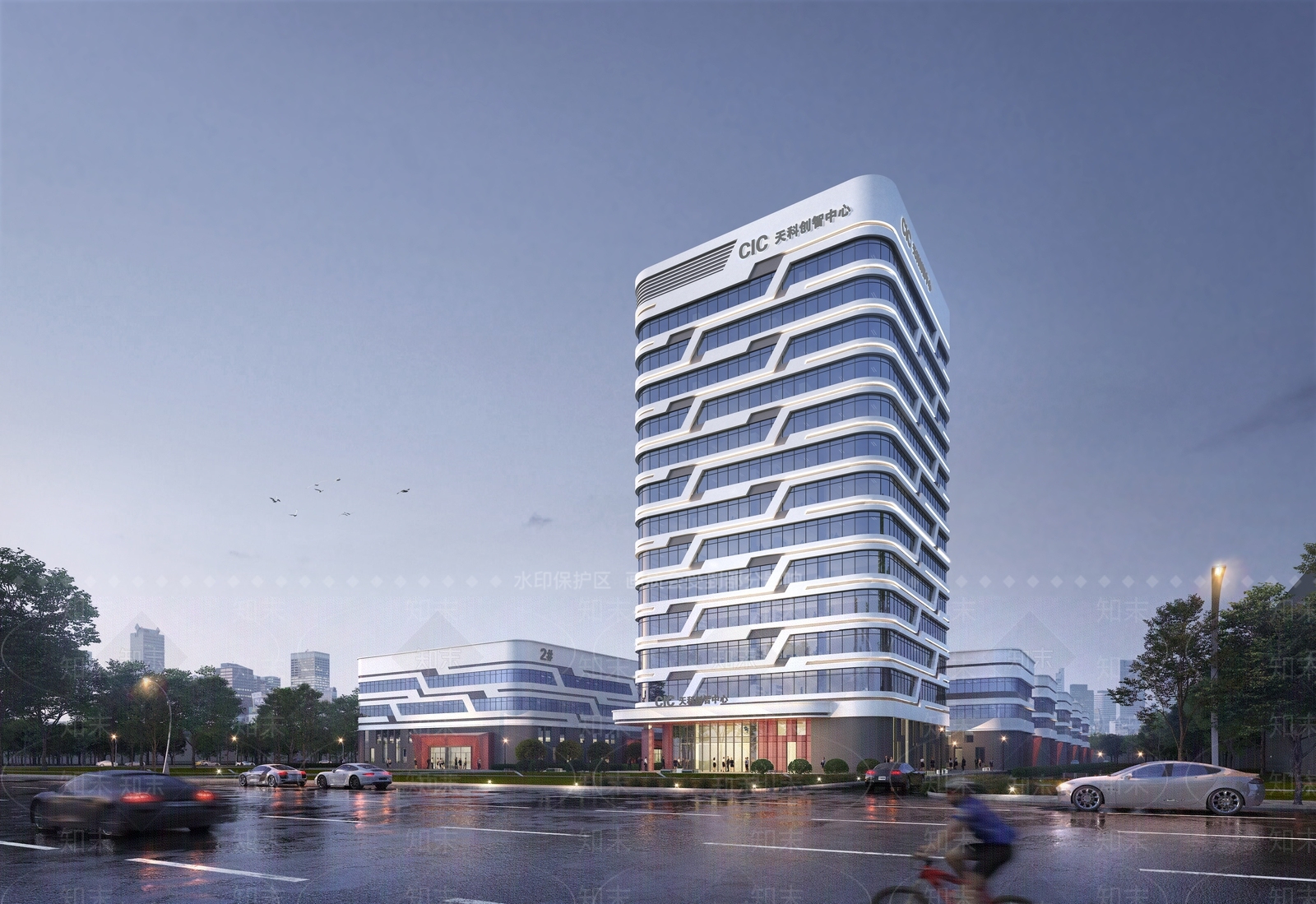 现代产业园办公楼SU模型下载【ID:1203449579】