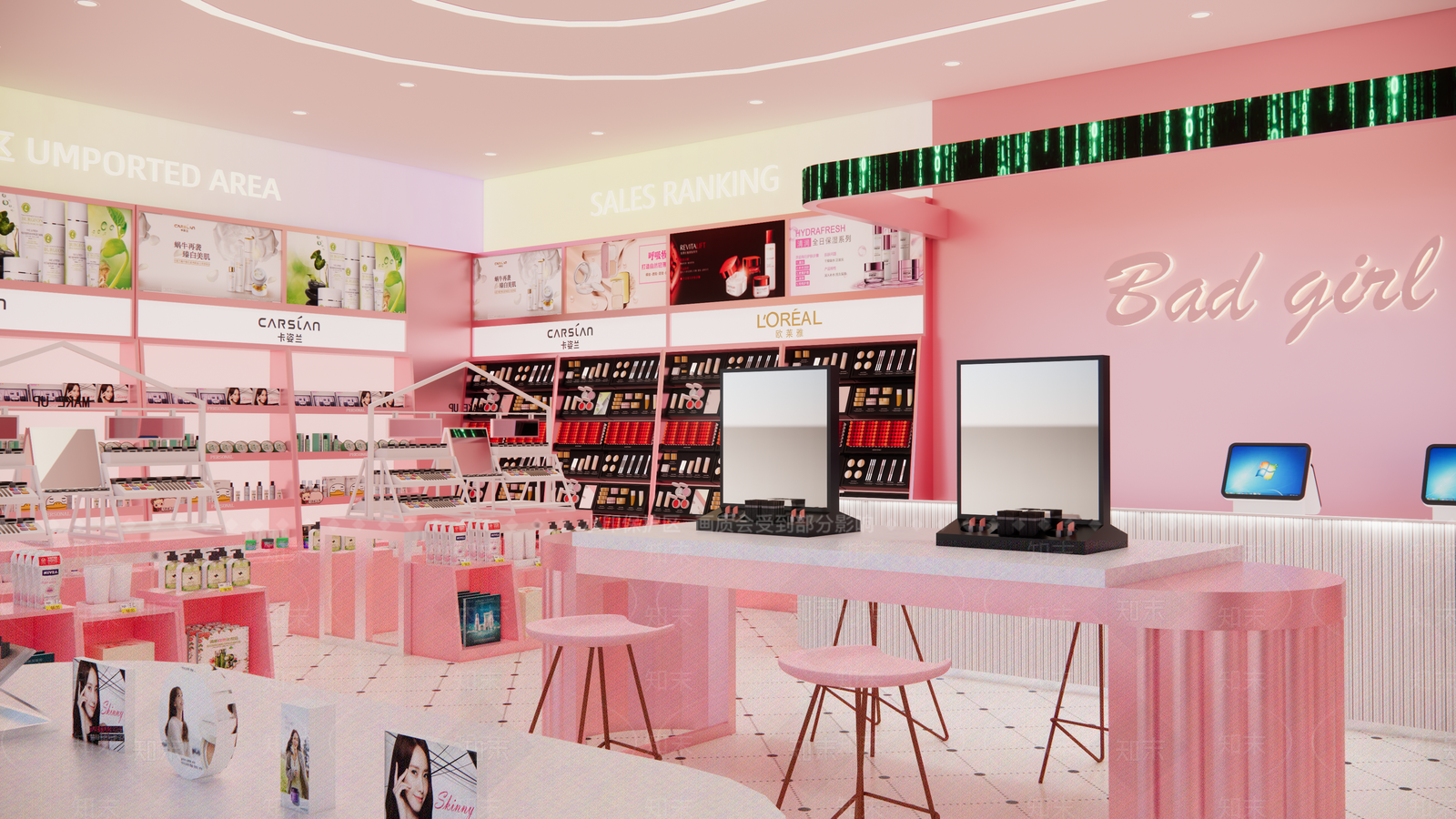 轻奢奶油美妆店SU模型下载【ID:1203450751】