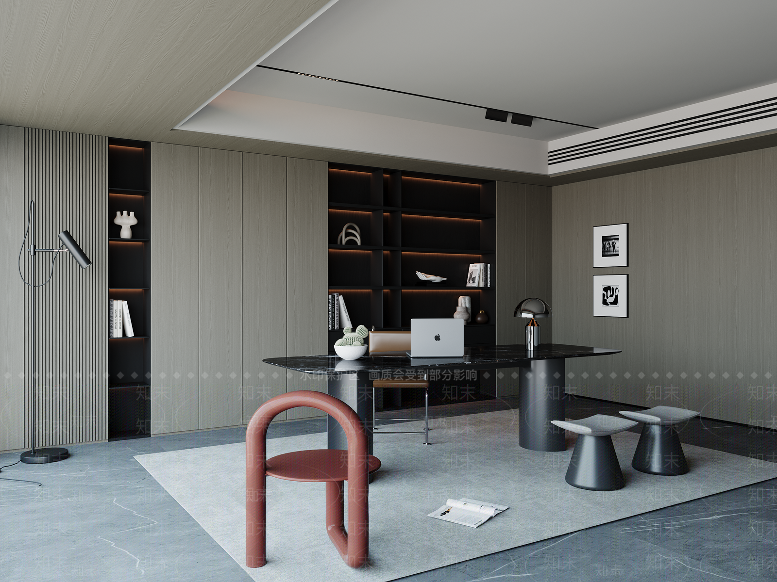 深色储物展示柜书柜3D模型下载【ID:1227314615】