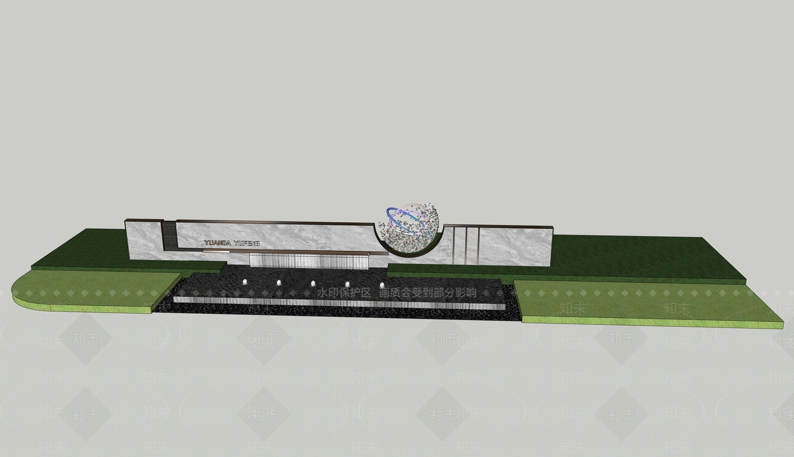 现代景墙SU模型下载【ID:1203451416】