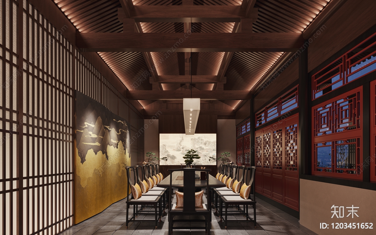 新中式中式会所cad施工图下载【ID:1203451652】