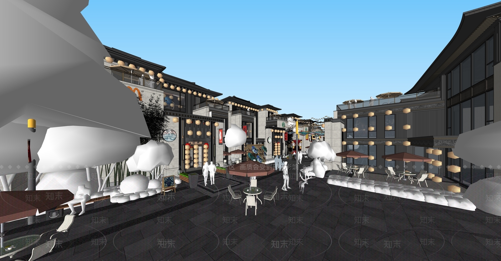 中式新中式独栋别墅SU模型下载【ID:1203453042】