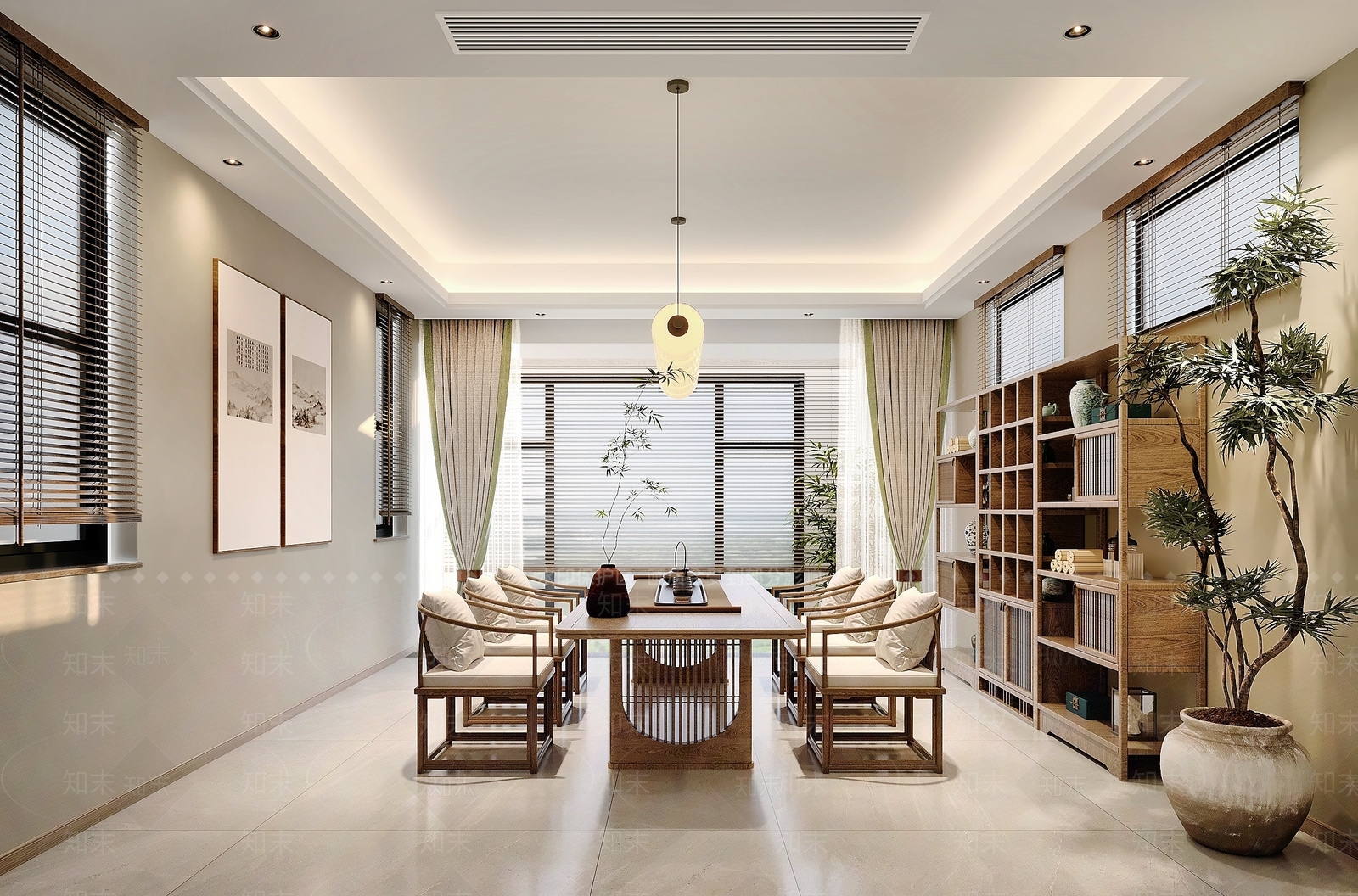 新中式茶室3D模型下载【ID:1203453100】