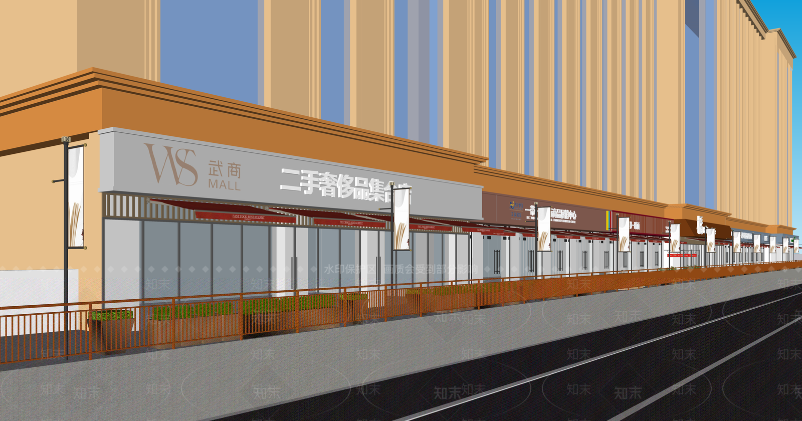 现代商业街SU模型下载【ID:1203454580】